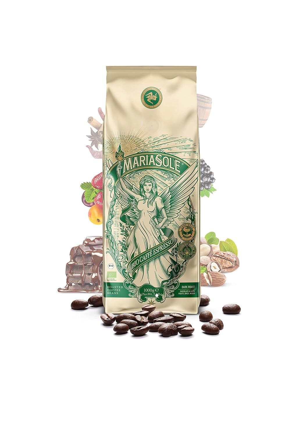 Café Espresso Bio, Sachets 250 g - Torréfaction Traditionnelle au Feu de Bois, Artisanal - Café en Grains Bio Premium pour Machines à Expresso Automatiques et Portafilter
