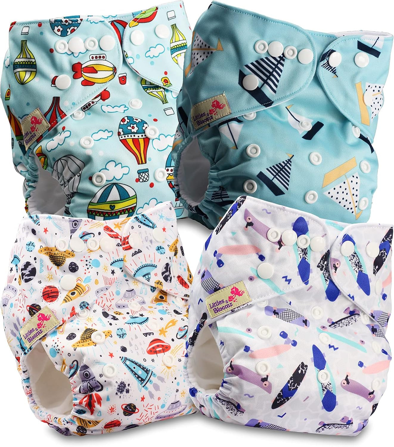 Littles and Bloomz FLP2-0406 Couche réutilisable à clip standard, 4 couches