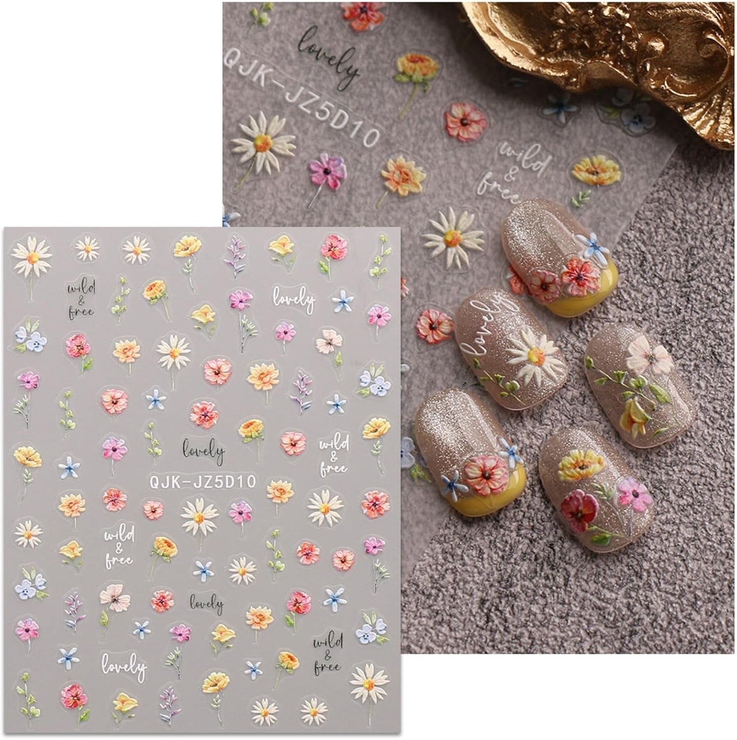 JMEOWIO Autocollants de ongles 3D pour nail art