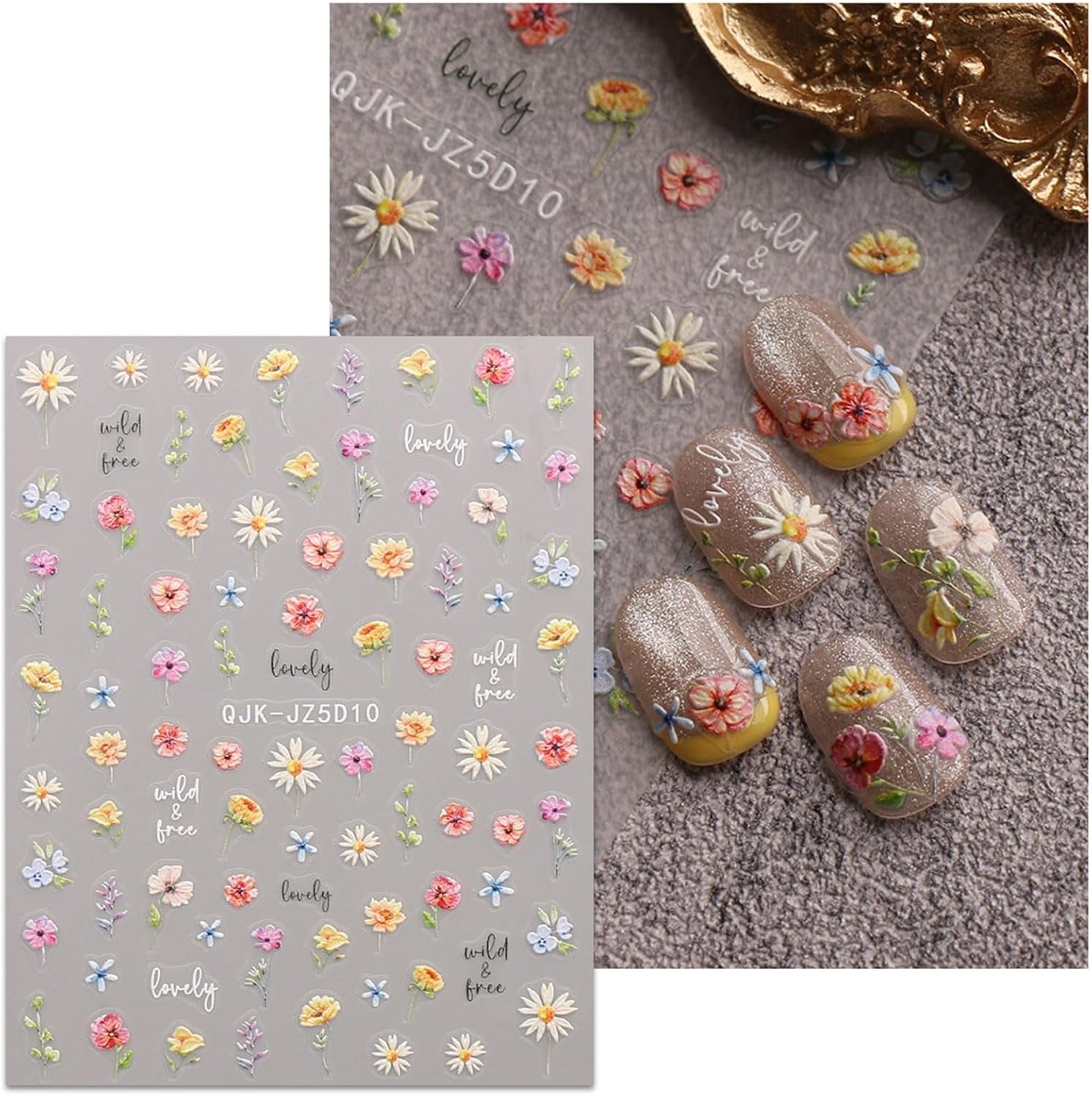 JMEOWIO Autocollants de ongles 3D pour nail art