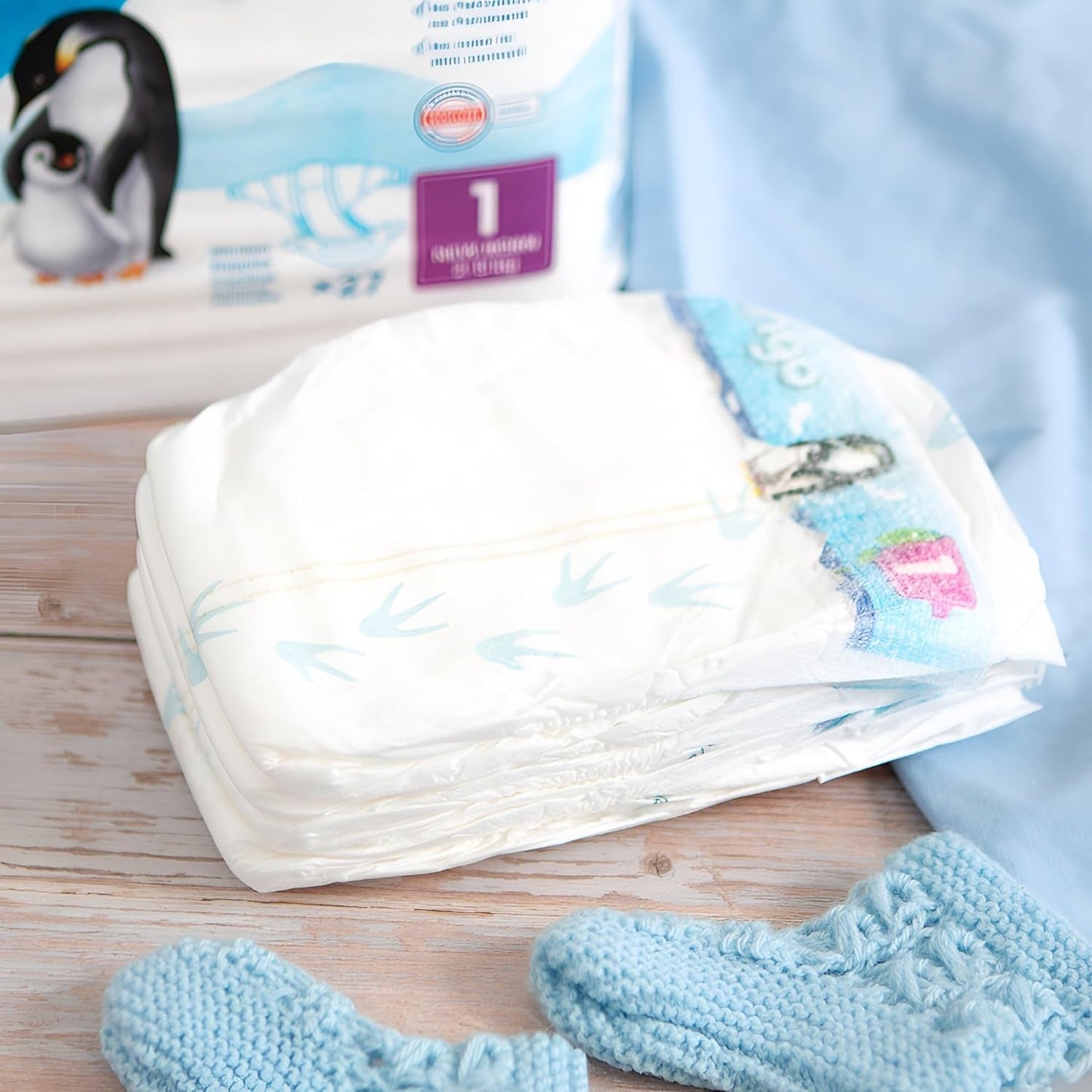 Couches bio taille 1 nouveau-né (2-5 kg), 1 sachet de 27 couches