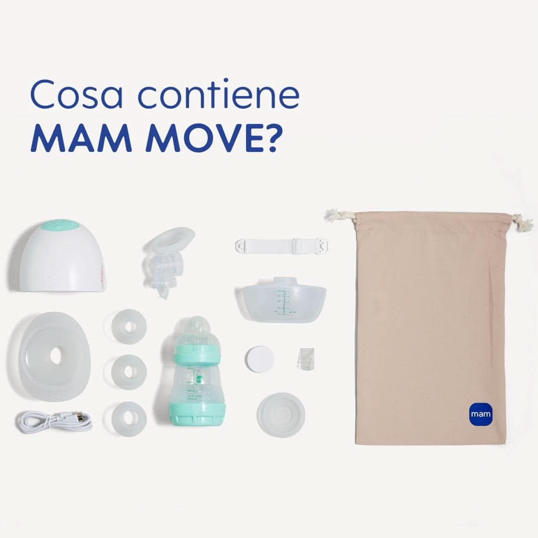 MAM Move Tire-lait portable avec 3 modes de fonctionnement et 5 niveaux d'intensité, boîtier en silicone Skinsoft, réglable sur 4 tailles Accessoires Alimentation et Allaitement Bebe Naty Shop