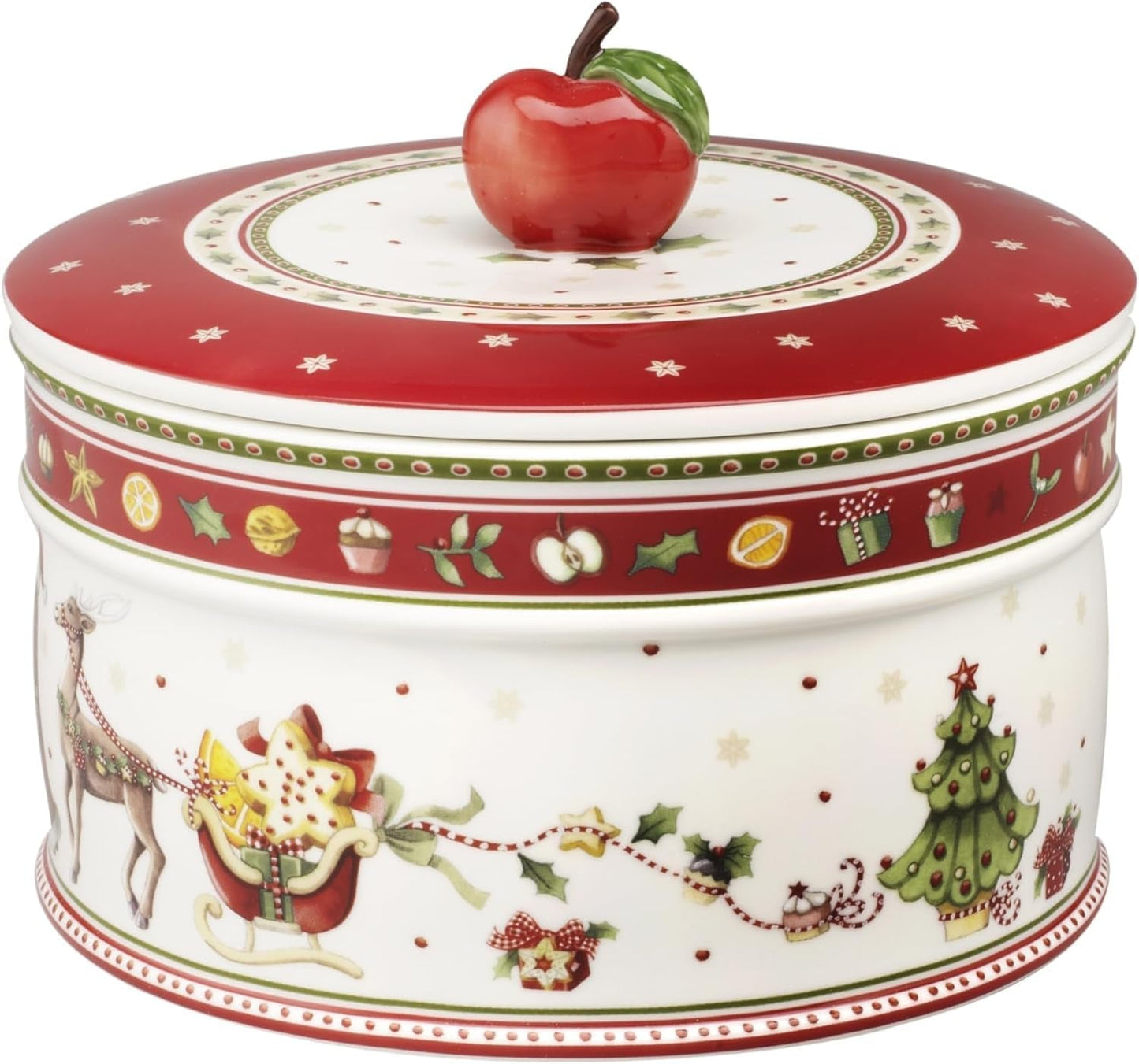 Villeroy & Boch - Petite boîte de rangement Winter Bakery Delight, boîte à biscuits de Noël en céramique, boîte de Noël, boîte à biscuits, boîte à biscuits, boîte en céramique avec couvercle, boîte à bonbons, boîtes de conservation en porcelaine premium Naty Shop L