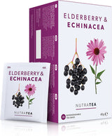 Nutra Tea Sureau et échinacée, Thé immunité et rhume, Thé de soutien immunitaire, Combat contre le froid, 20 sachets de thé réutilisables, Tisane naturelle