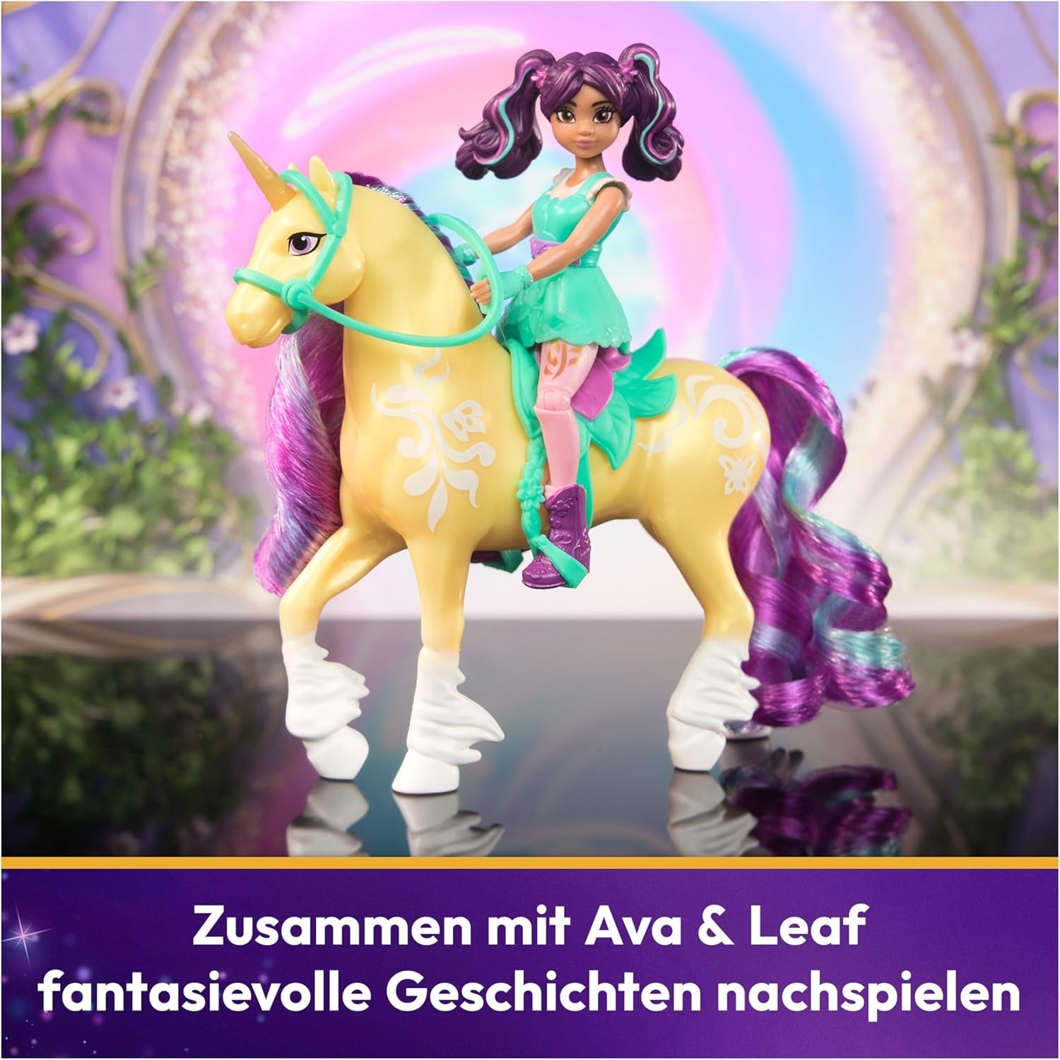 Unicorn Academy AVA et Unicorn Leaf Set - Figurines originales d'environ 12 cm de haut de la populaire série Netflix Avec deux accessoires et brosses à cheveux Pour un jeu de rôle imaginatif, pour les enfants à partir de 4 ans Figurines Naty Shop