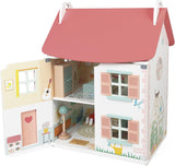 Janod - Ma première maison de poupée en bois - 10 accessoires - Meubles de poupée - Portes magnétiques et toit amovible - Jouet en bois certifié FSC - 3 ans et plus