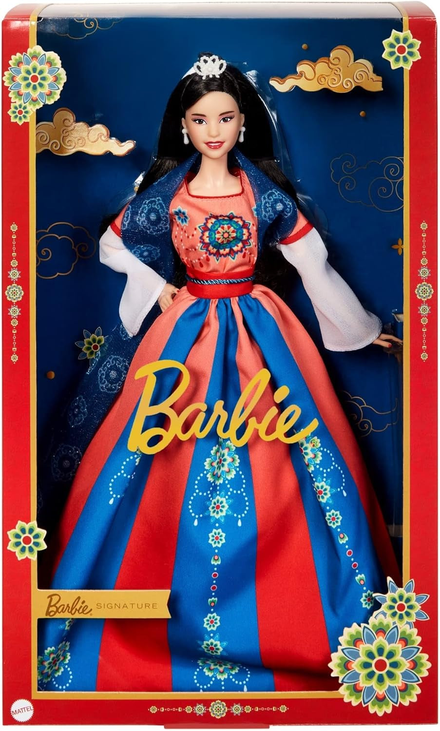 BARBIE Lunar New Year Puppe - Sammelfigur mit traditionaler Hanfu-Robe und chinesischen Drucken, inspiré des Dunhuang-Höhlenmalereien, y compris Puppenständer et Echtheitszertifikat, HJX35