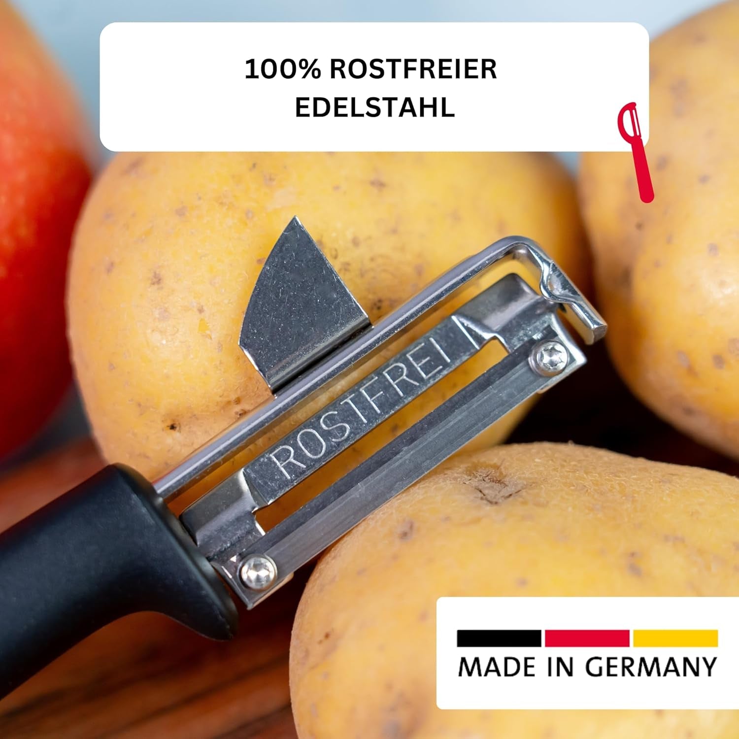 Westmark 29092270 Sparschäler Gallant, PP/Tpe/Edelstahl, Schwarz/Rot, 16,5 x 3,7 x 2 cm éplucheur Naty Shop