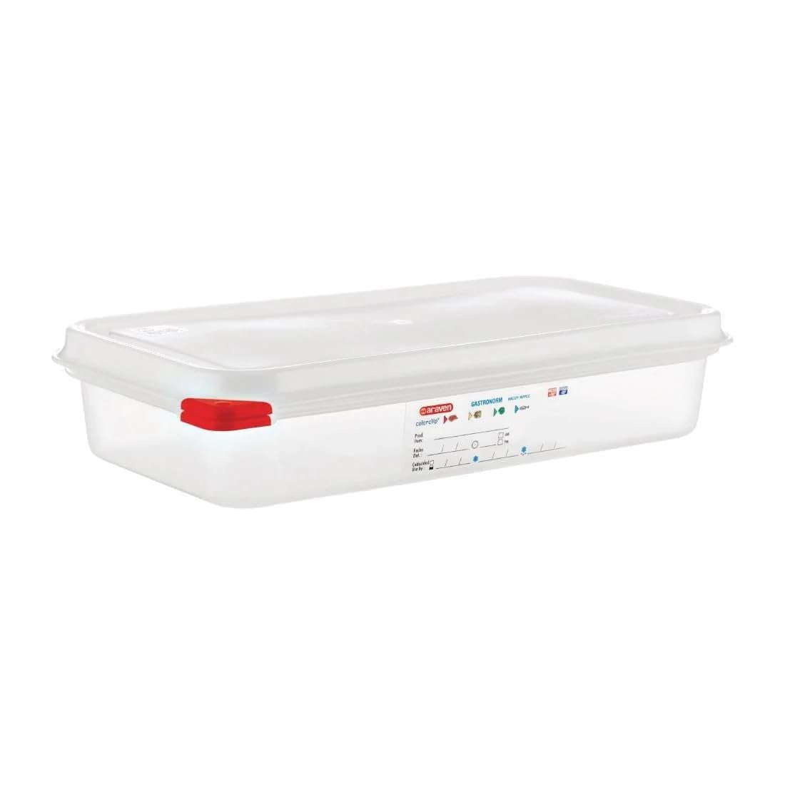 03352 Récipients alimentaires en polypropylène avec couvercle, GN 1/3, 2,5 l, 65 mm, avec poignée, 4 pièces Boîtes de conservation alimentaire Naty Shop