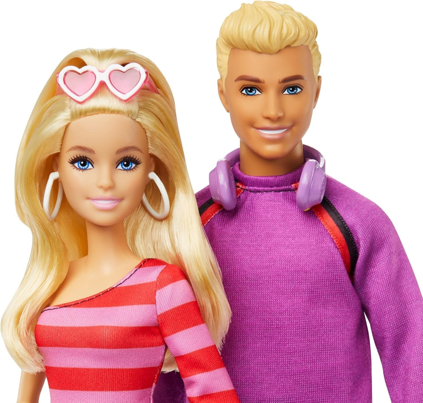 Barbie Fashionistas Coffret avec 2 poupées mannequins et 6 accessoires, poupées mannequin Barbie et Ken sur roulettes, figurines à collectionner du 65e anniversaire, poupées HXK90 Naty Shop