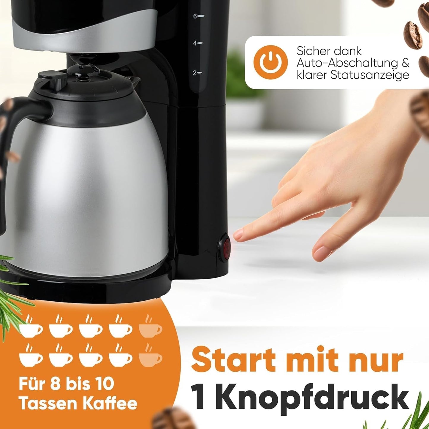 Cafetière Bomann® avec thermos | pour 8 à 10 tasses de café | sans perte de température | cafetière avec filtre | 1 litre | Expresso | Cafetière filtre avec thermos | KA168 noir