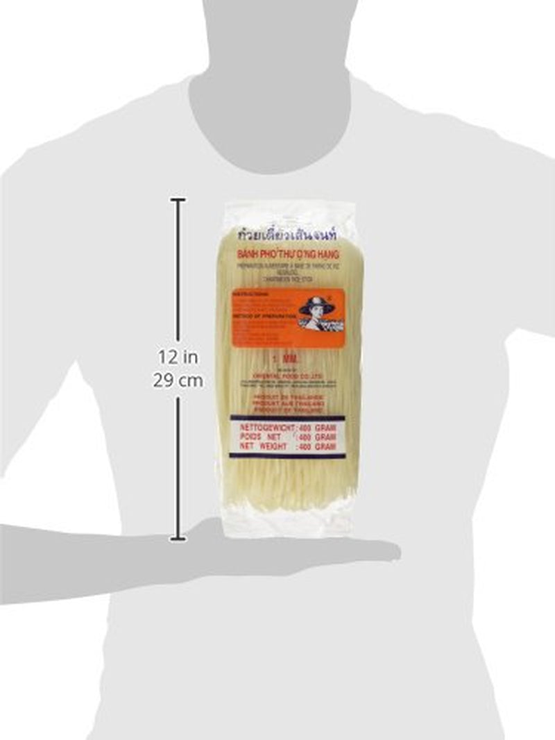 Nouilles de riz - Thaïlandaises, nouilles en ruban de riz de 1 mm de large, à base de farine de riz - 17 x 400 g