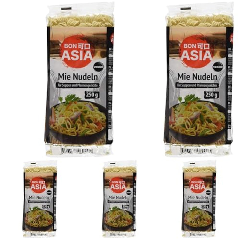 BONASIA Mie Noodles, sans œufs, 250 g (paquet de 5)