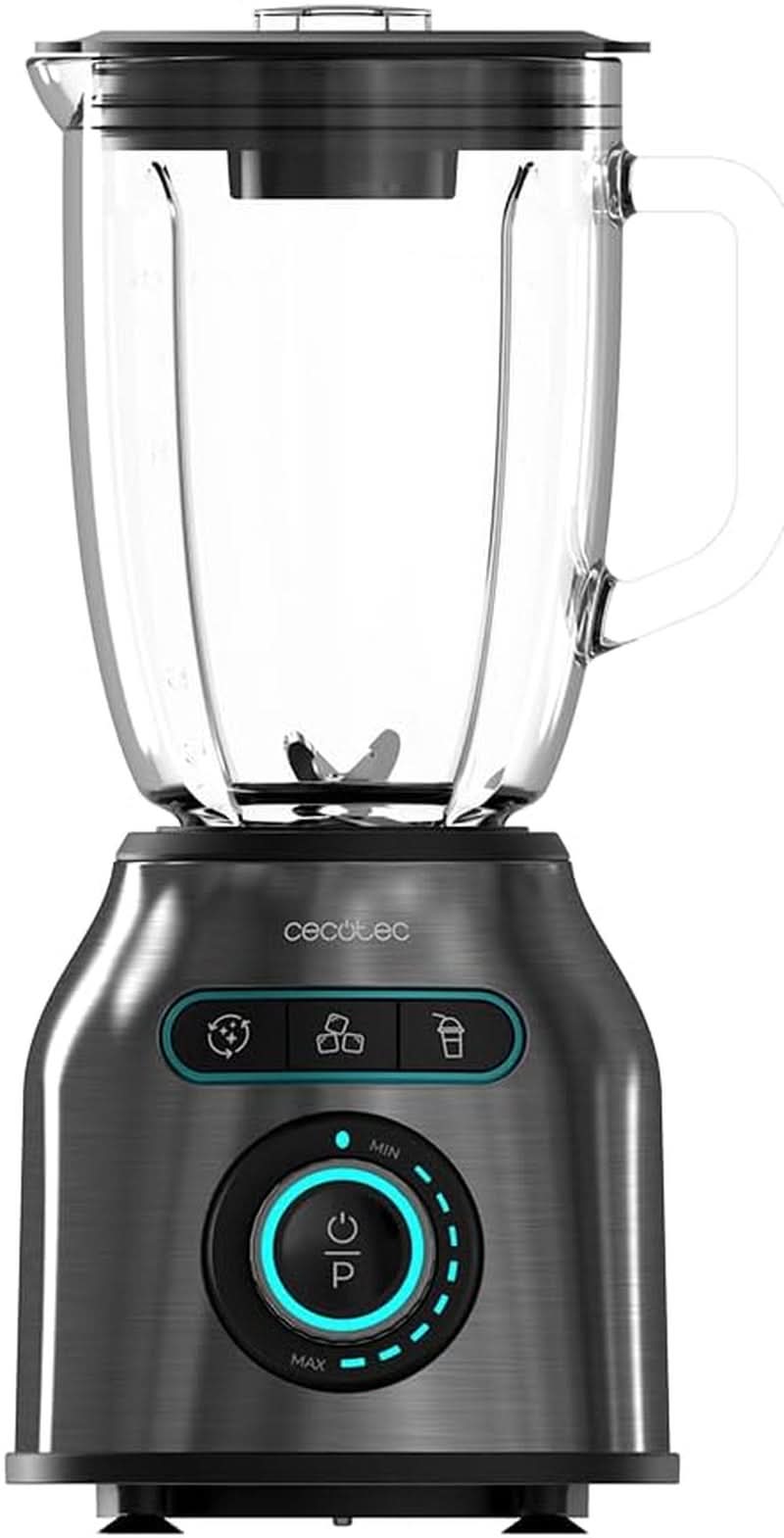 Cecotec Batteur sur socle Power Black Titanium 2200MAX Smooth, 2200 W Vitesse Maximale, 6 Klingen Aus Edelstahl, Fonction Ice-Crush, Fonction Turbo et Smoothie, Fonction Autoclean Kitchen Naty Shop Dunkel Inox 2200 W | 1,75 L