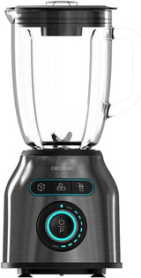 Cecotec Batteur sur socle Power Black Titanium 2200MAX Smooth, 2200 W Vitesse Maximale, 6 Klingen Aus Edelstahl, Fonction Ice-Crush, Fonction Turbo et Smoothie, Fonction Autoclean Kitchen Naty Shop Dunkel Inox 2200 W | 1,75 L
