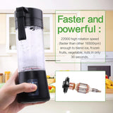 Mélangeur Smoothie Maker Entsafter: 380Ml Standmixer Persönlicher Shaker Proteinshake Mit 6 Edelstahlmesser Tragbar-Bpa-Freie Mit USB-Mixbecher Für Shakes,Saftoutdoor,Schwarz Bucatarie Naty Shop