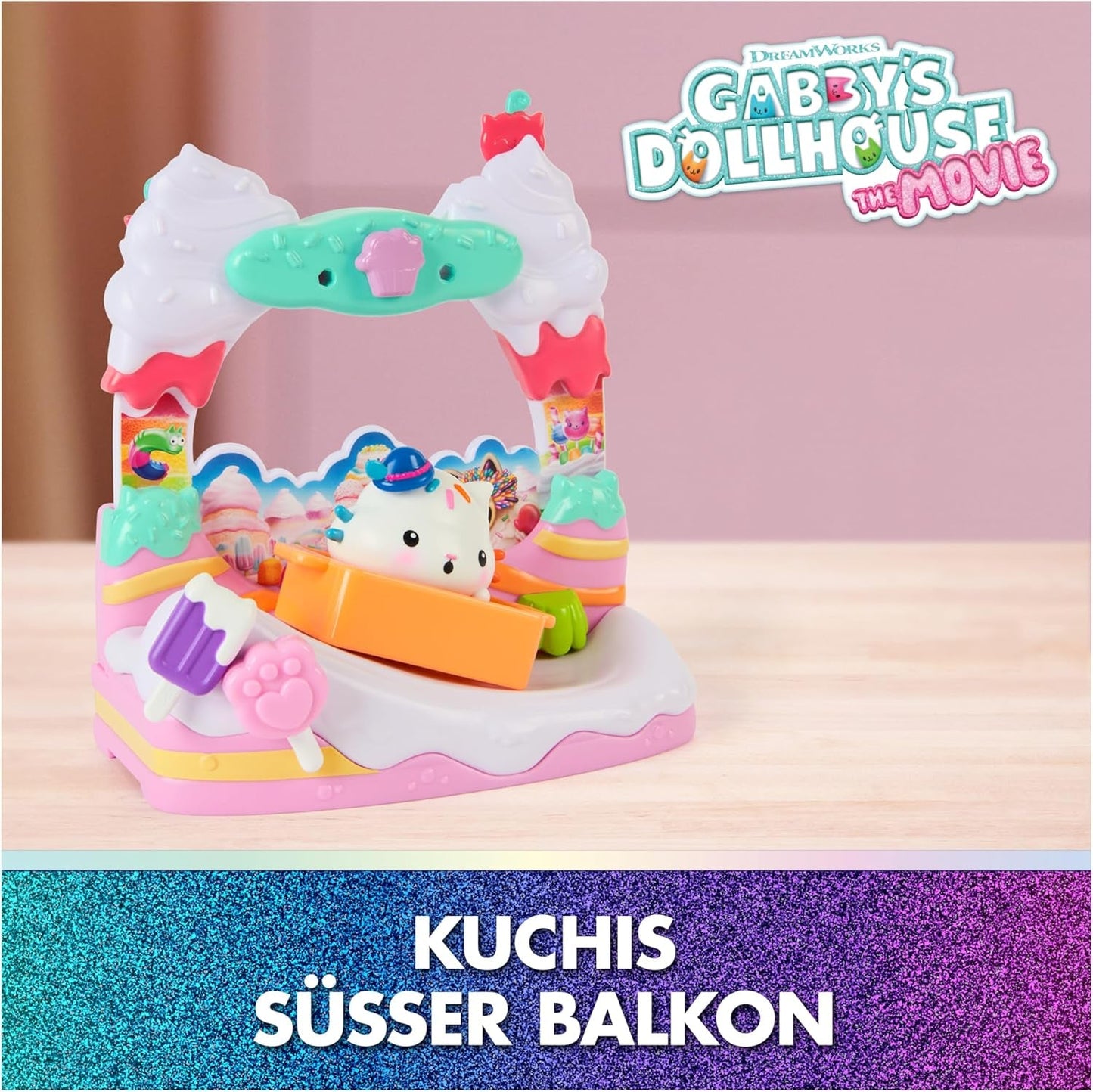 DREAMWORKS GABBY'S DOLLS HOUSE : LE FILM - Ensemble de jeu avec balcon doux de Kuchi avec figurines et accessoires de maison de poupée pour enfants à partir de 3 ans