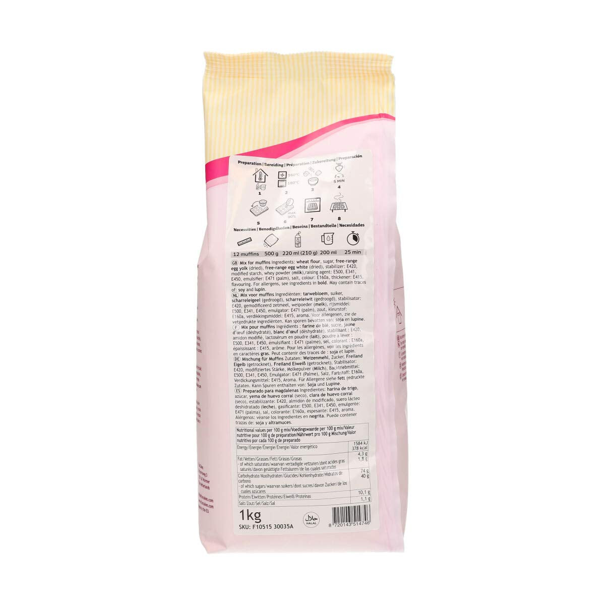 Funcakes Mix Für Muffins, Backen Sie Einfach Köstliche Muffins, Parfait American Muffins, Geeignet Für Die Herstellung von Blaubeermuffins ou Schokoladensplitter-Muffins, Halal., 1 Kg Naty Shop