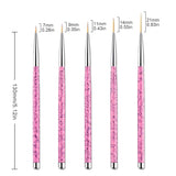 Sularpek Nail Art Liner Pinsel, 5 pièces Profi Detail Fine Nails Gel Nails Brush, Nagel Pinsel Dünn Für Beauty Frauen Nagelstudio (5 Größen, Rosa)