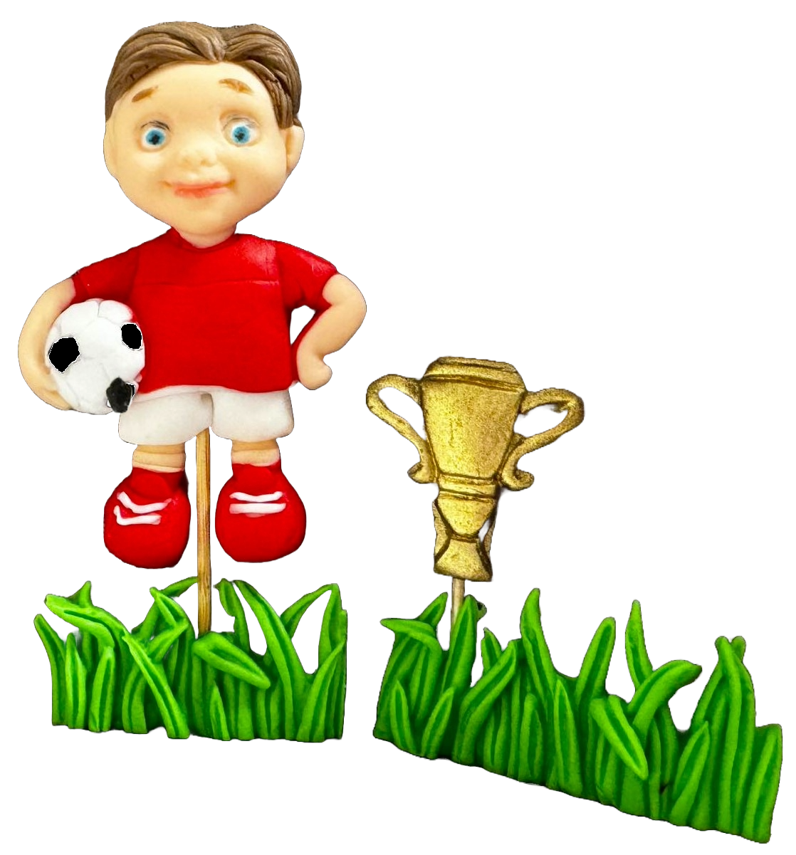 Lot de 4 décorations comestibles en sucre, Décorations Footballeur en Pâte à Sucre Naty Shop
