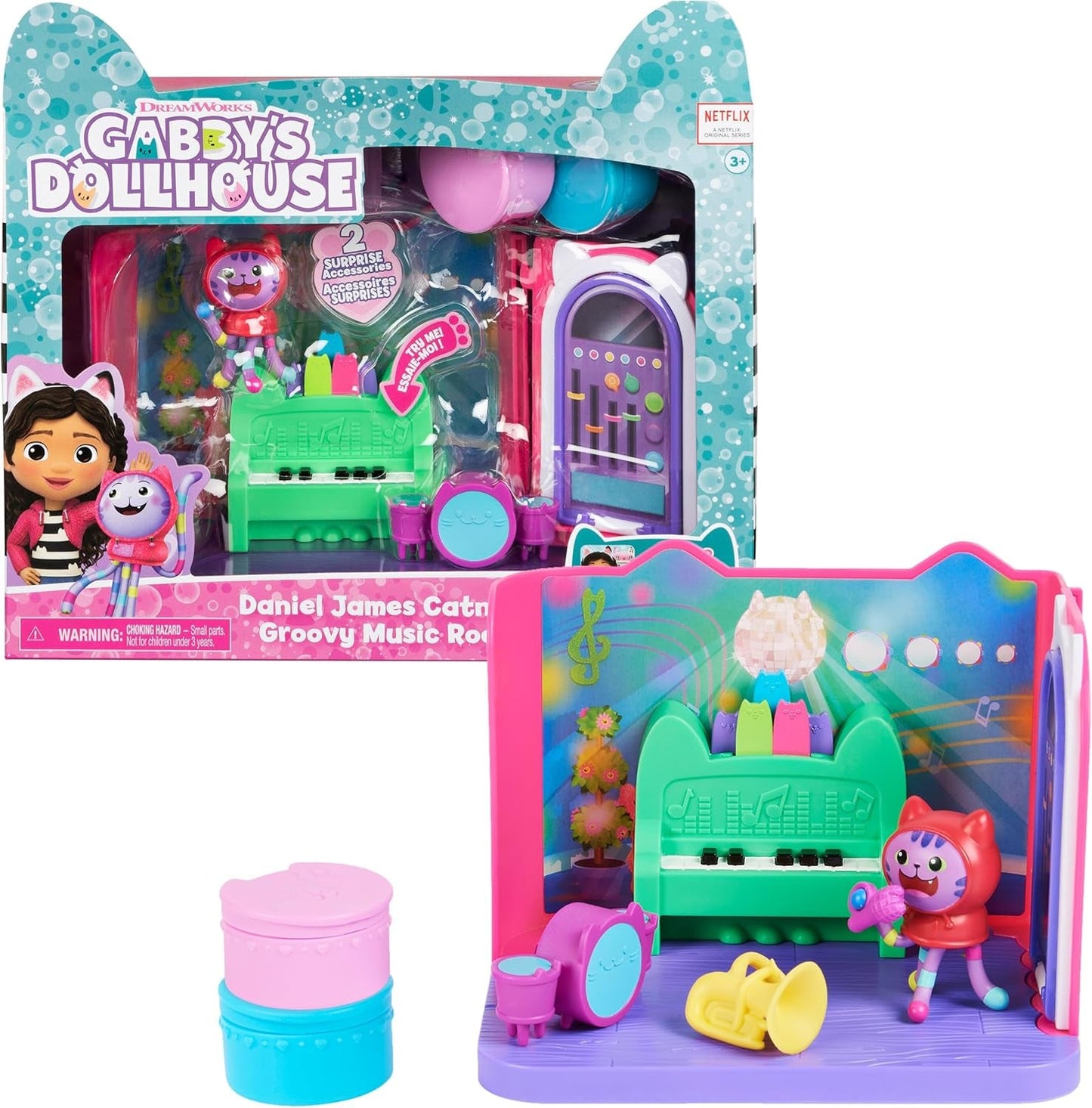 Chambre de luxe Gabby's Dollhouse, salle de musique Groovy et chambre de luxe, bain de luxe, bain de chaton marin