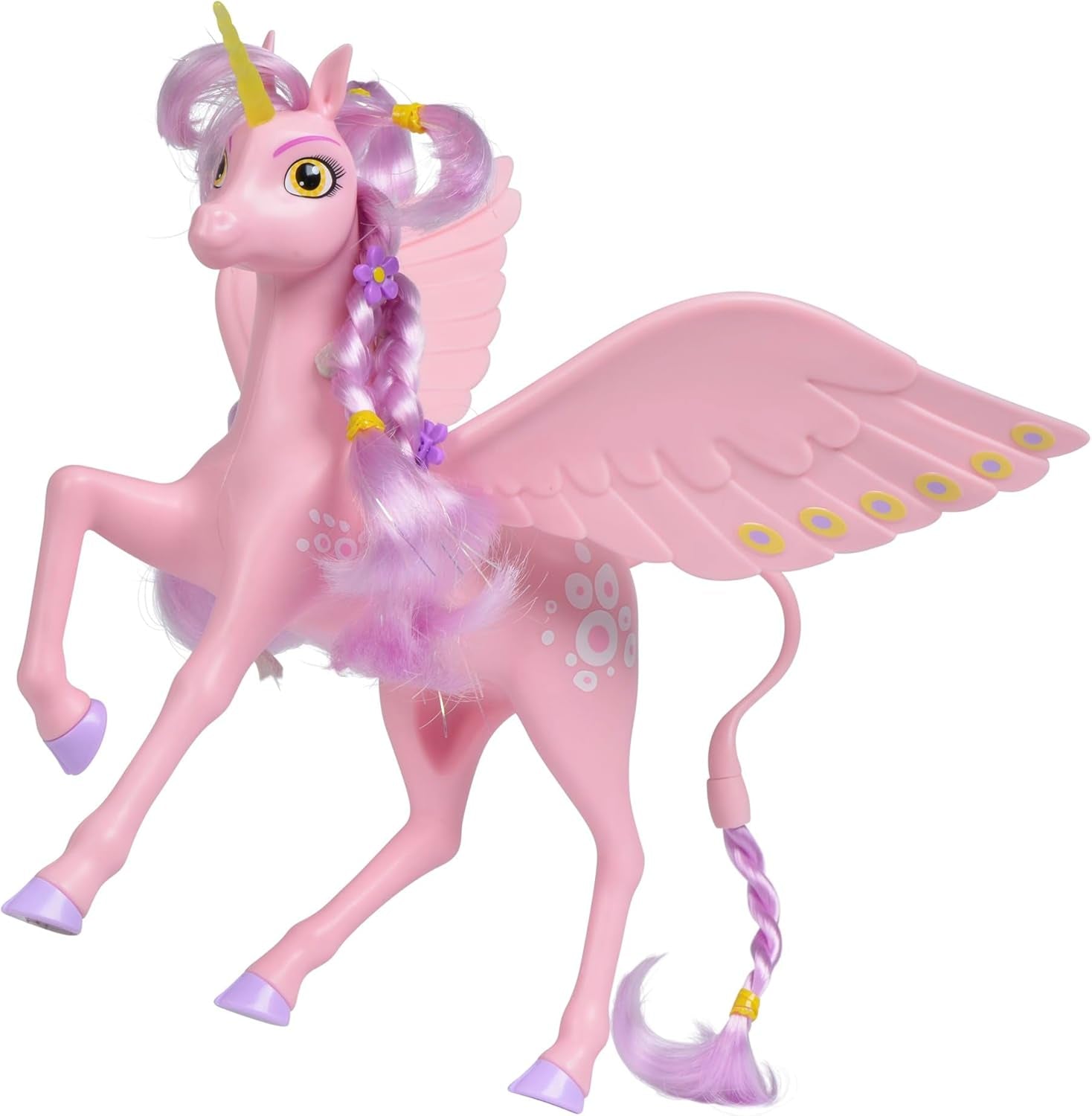 Simba 109480092 - Mia and Me Unicorn Kyara, avec ailes mobiles, pinces à cheveux et brosse coiffante, 20 cm, à partir de 3 ans, rose