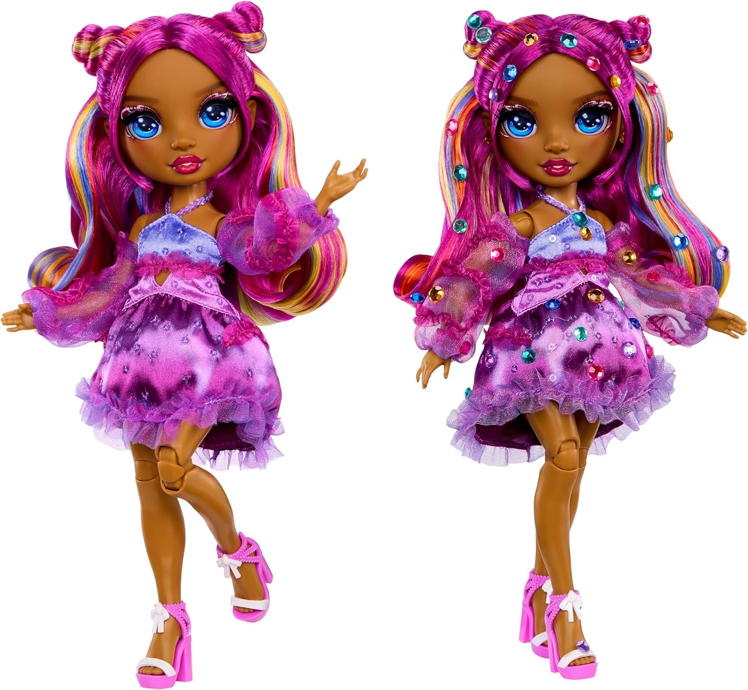 Rainbow High Be Dazzling - Noémie Violette - Poupée mannequin lilas 28 cm avec outil de décoration, pierres précieuses scintillantes et accessoires de coiffure