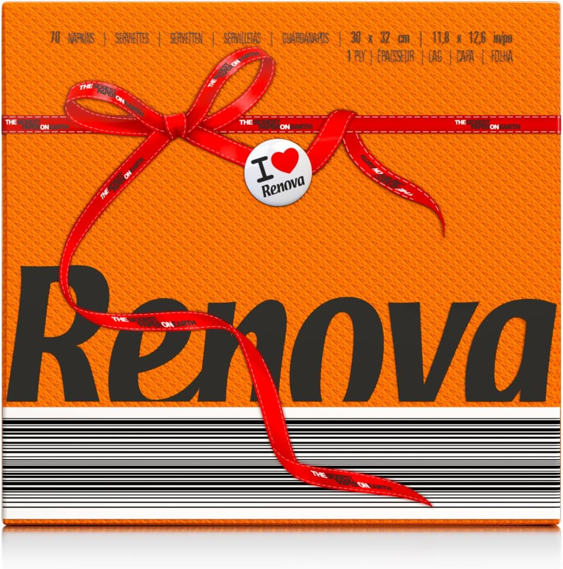 Serviettes en papier Renova, étiquette rouge orange - 70 serviettes