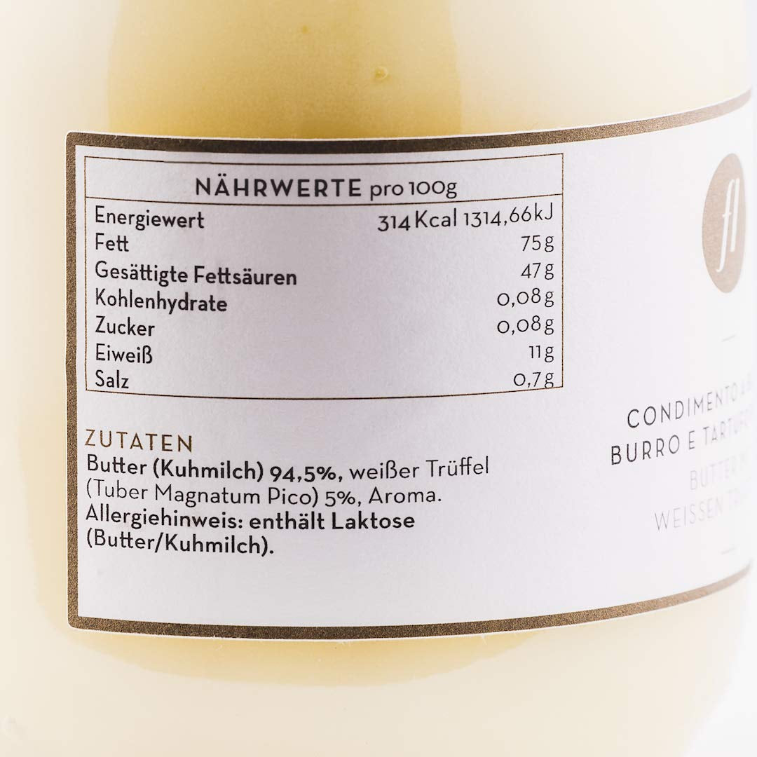Feinkost Luigi - Beurre de truffe dans le verre avec 5% de vraie truffe blanche (450g) d'Italie