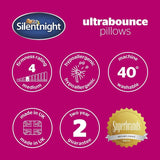 Oreiller Silentnight Ultrabounce, blanc, microfibre, blanc, paquet de 2 oreillers standard Naty Shop
