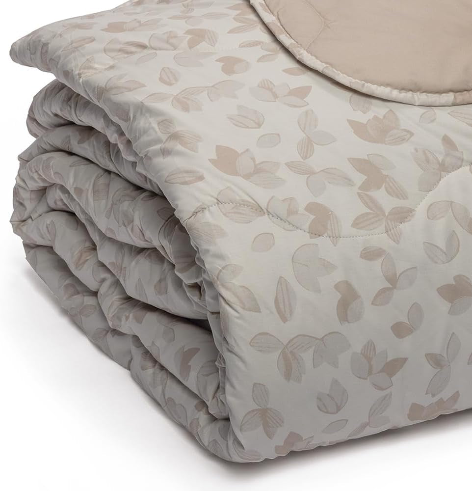 Table de chevet Foppapedretti et couette naturelle pour lit double 2P ; feuilles de sable, housse 100% coton, Made in Italy Couettes et quilts Naty Shop