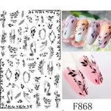 JMEOWIO Nagelsticker Blumen 10 Blatt Nagelaufkleber Selbstklebend Noir Blanc Fleur Nail Art Autocollant Décoration Nageldesign Zubehör