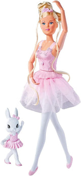 Simba 105733603 - Steffi Love Dancing Ballerina, Steffi en poupée ballerine avec ami animal et jupe rotative, poupée de jeu 29 cm, à partir de 3 ans