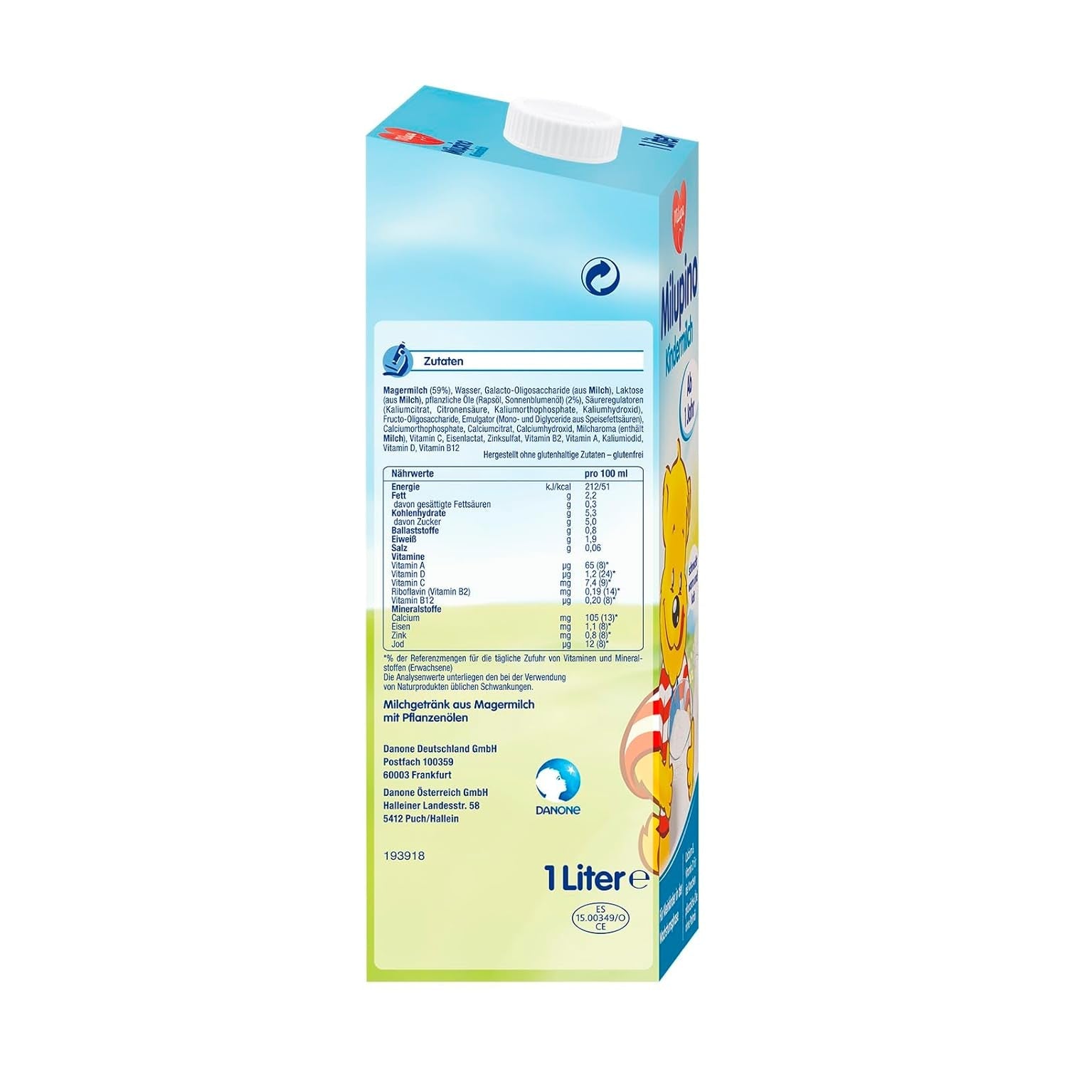 Milupa Milupino Lait de croissance prêt à boire (6x1L), dès 1 an, pour les jeunes enfants en phase de croissance