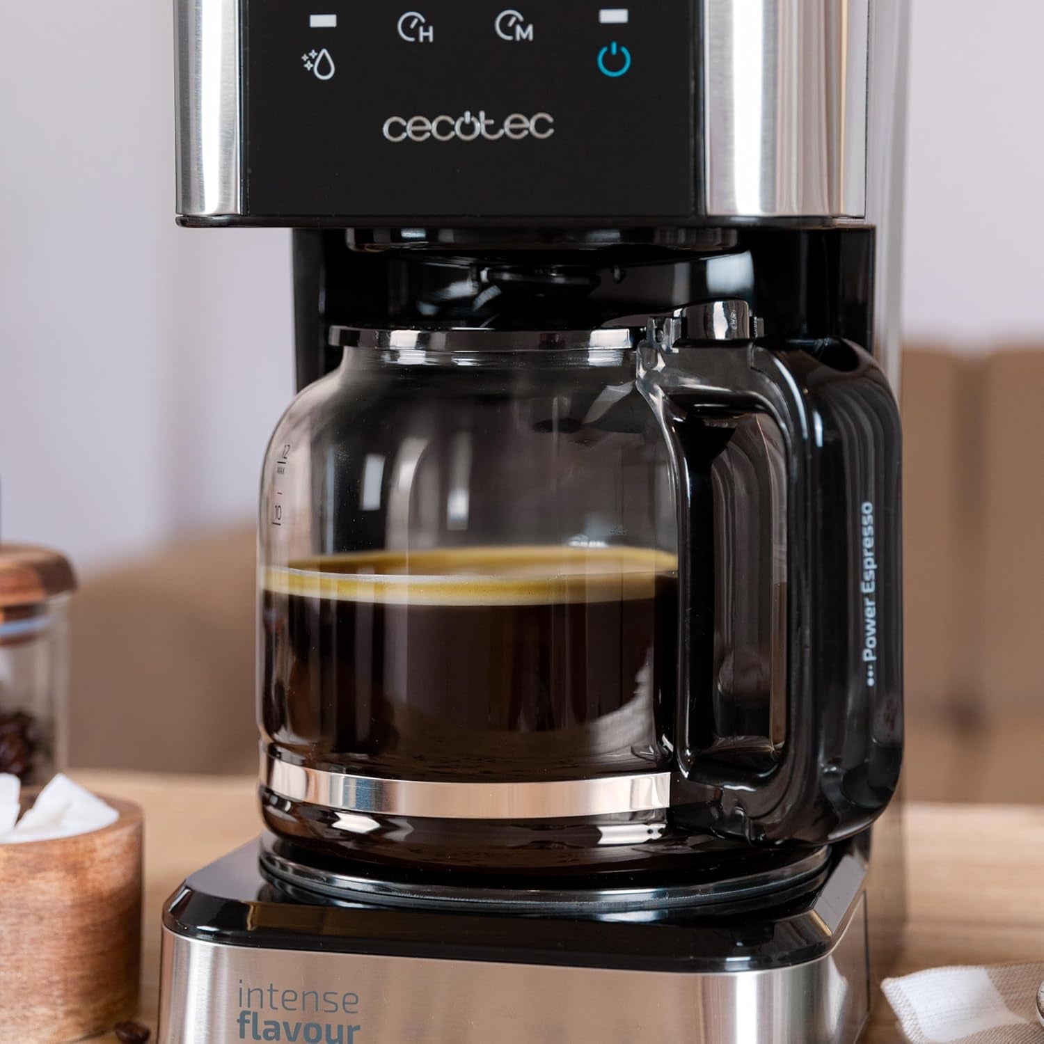 Expresso avec filtre Cecotec Coffee 66 Drop and Touch, puissance 950 W, 1,5 L, 12 tasses, écran tactile, carafe en verre, minuterie 24 heures, 6 interrupteurs, filtre à mailles réutilisable