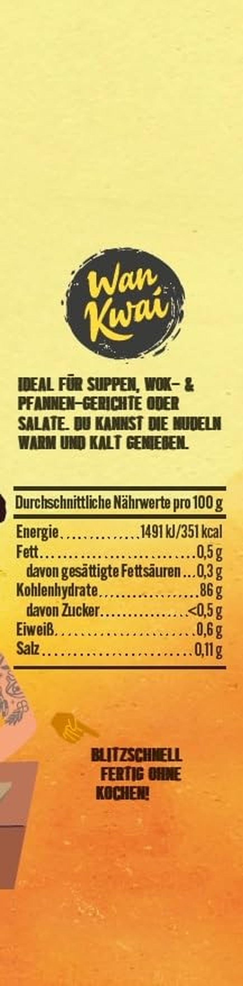 Nouilles en verre Wan Kwai 100g – Variété asiatique gastronomique ! Sans gluten, à base d'amidon de haricot mungo et d'eau. Idéal pour les soupes, les plats au wok et les salades. Texture délicate, prête en 5 minutes.