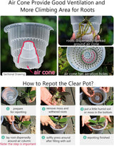 Pot de fleur d'orchidée avec trous de drainage pour la transplantation, excellente circulation de l'air, 2 pièces, plastique double couche, jardinière d'orchidée en céramique, pot de fleur d'orchidée transparent, décoratif