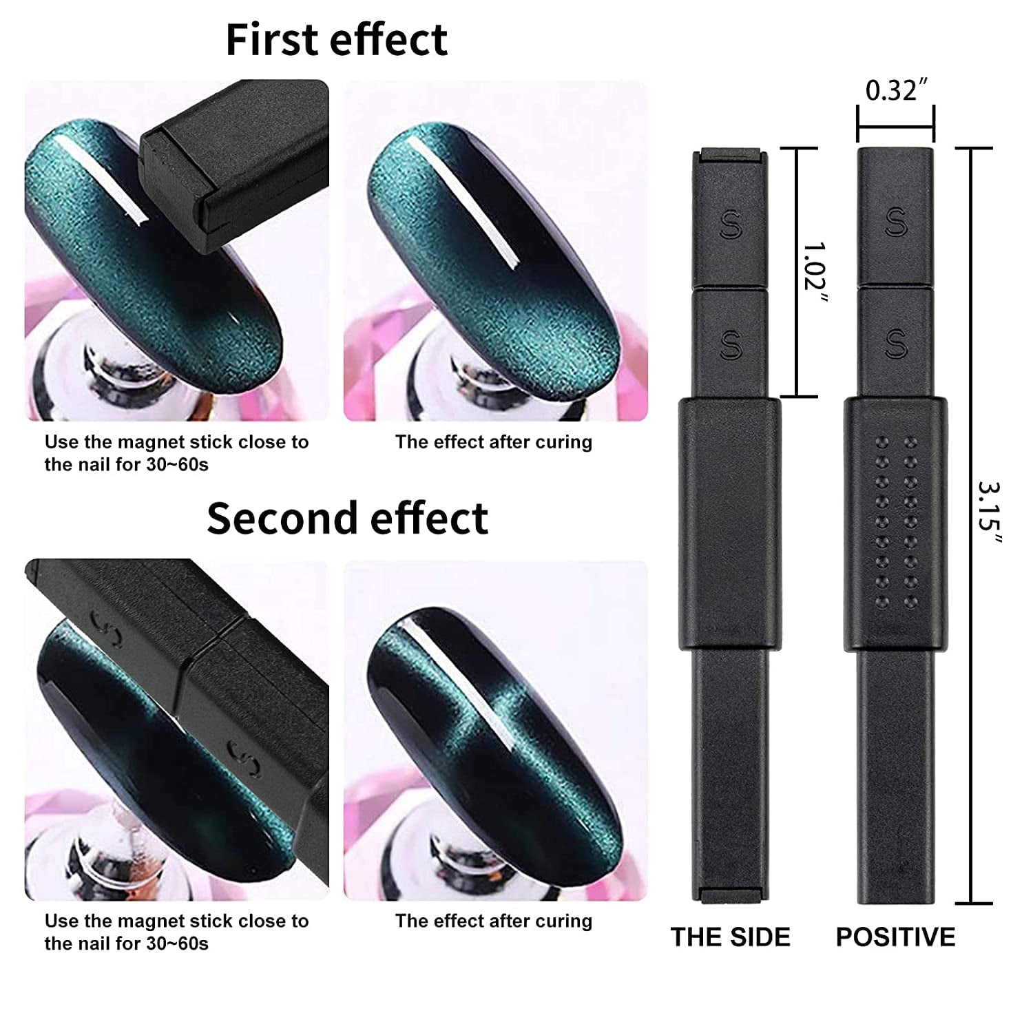 Nail Art Werkzeug Magnetstift, 10 Stück Nagel Magnet Stick Tool Set, Nagel Magnet Stift et Starker Magnet Stock Punktierungsstifte for DIY 3D Magnetics Katzenauge UV Gel Polnisch Nagel Kunst