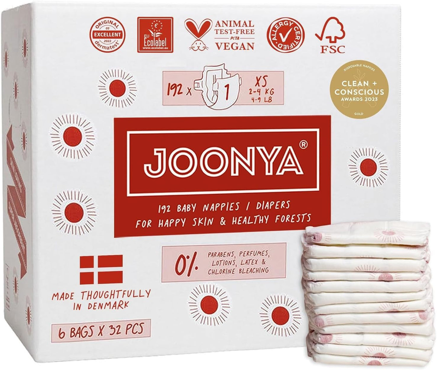 Couches bébé taille 3M (4-8 kg) - 1 sachet de 28 - Sans substances nocives, écologiques, très absorbantes, adaptées à un usage nocturne, ultra fines et douces - Fabriquées au Danemark