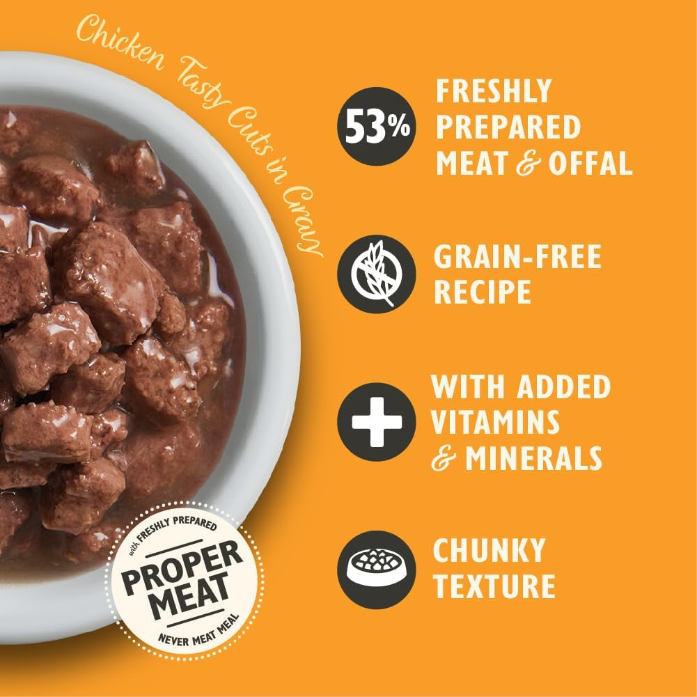Lily's Kitchen Nourriture humide naturelle pour chats adultes, en conserve, morceaux savoureux dans une sauce au poulet, recette sans céréales (24 plateaux x 85 g)