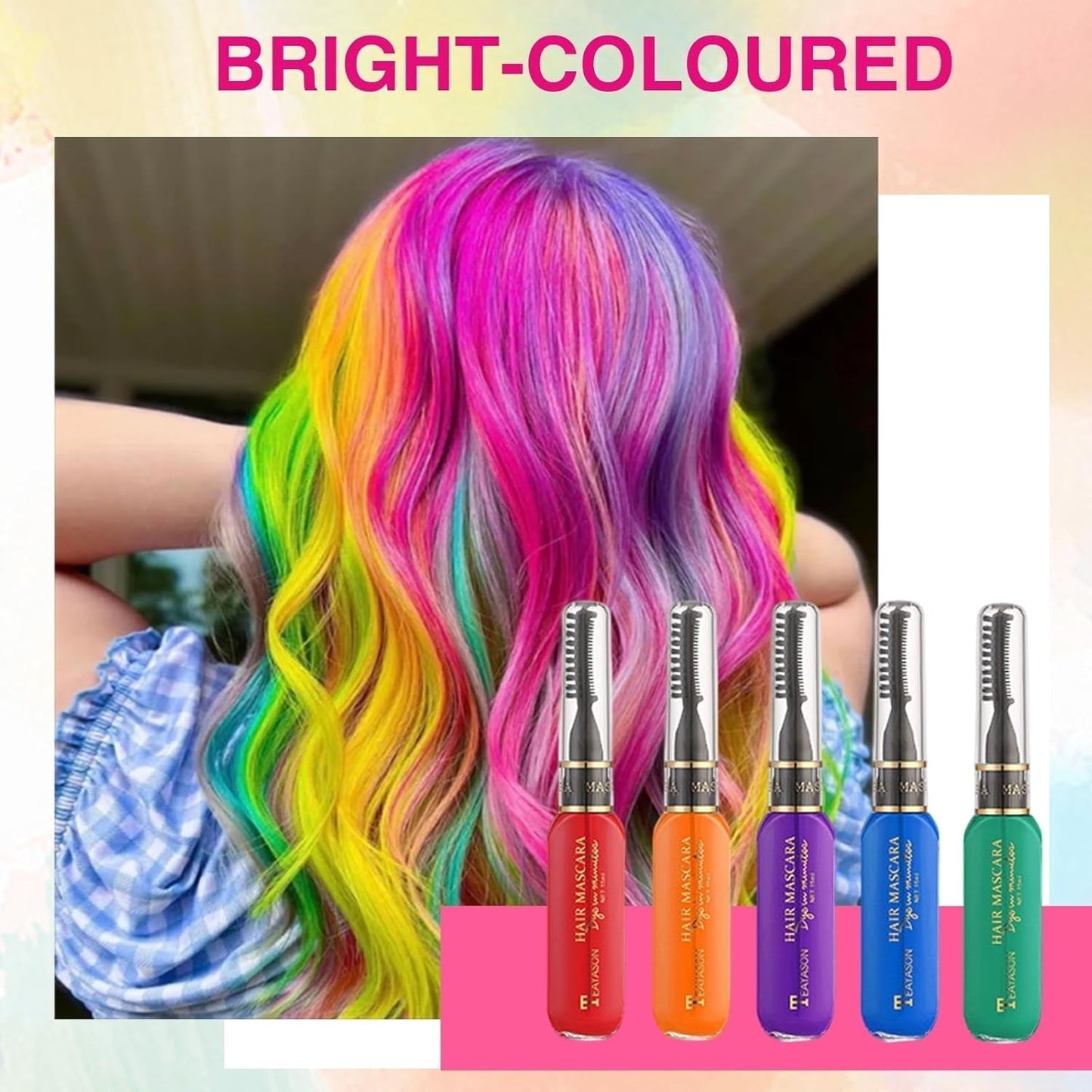 Teinture capillaire temporaire pour enfants, 5 couleurs, Mascara lavable, craie pour Salon de coiffure, boutique Naty