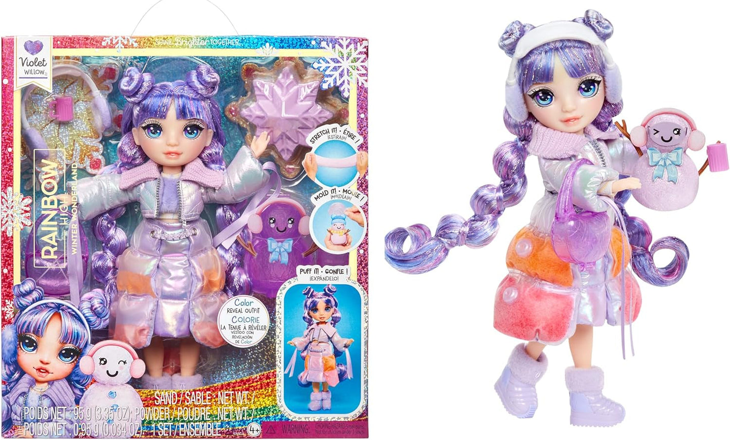 Rainbow High Winter Wonderland - Skyler (Bleu) - Poupée mannequin de neige à accumulation d'eau magique cachée de 28 cm avec ensemble de bonhomme de neige, convient aux enfants de 4 à 12 ans et aux poupées de collection Naty Shop Violet (Violet)