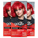 got2b Colour/Artist 097 Mermaid Green Niveau 2 (3x 80ml), teinture capillaire temporaire fait briller les cheveux dans des couleurs intenses ou des tons pastel, la teinture capillaire dure 12-15 lavages, formule végétalienne Naty Shop Hair Dye 092 Red Lollipop