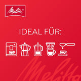 Melitta BellaCrema Lot de 4 grains de café décaféinés non moulus pour machines à café entièrement automatiques, torréfaction légère, torréfaction allemande, 3 forces, 1 kg