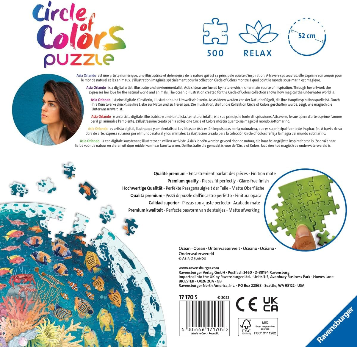 Ravensburger Puzzle 17170 Cercle de couleurs - Puzzle Océan et sous-marin 500 pièces Puzzle Naty Shop