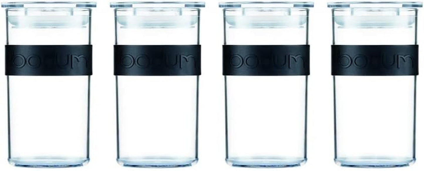 BODUM PRESSO Bocaux de conservation, plastique, noir, 4 x 0,25 l, 3 x 0,6 l, 3 x 1 l, 2 x 2 l Boîtes de conservation alimentaire Naty Shop Noir 0,25 L