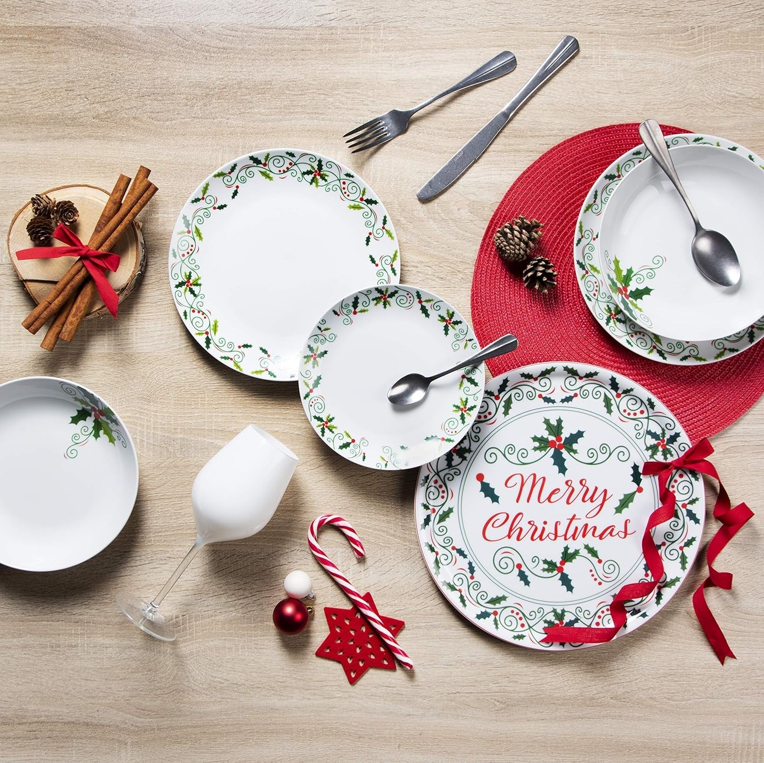 Excelsa SERV.TAV.18 PZ NOËL HOLLY Blanc