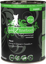 Nourriture humide pour chats Catz Finefood Purrrr Horse Monoprotein no. 123, pour chats à digestion sensible, 70% de viande, 6 boîtes x 400 g