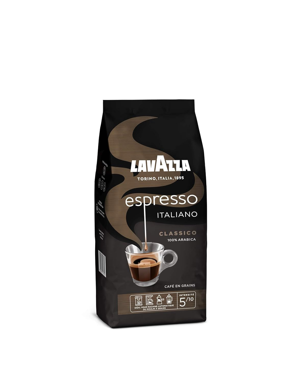 Café en grains Lavazza Espresso Italiano, 100% Arabica Espresso, équilibré et aromatique, paquet de 500 g