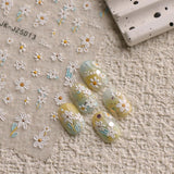 JMEOWIO 3D Nagelsticker Blumen Nail Art Sticker Selbstklebend Nagelaufkleber 5D Stereoskopisch Sommer Frühling Blumen Dekoration Nageldesign Zubehör 4 Blatt